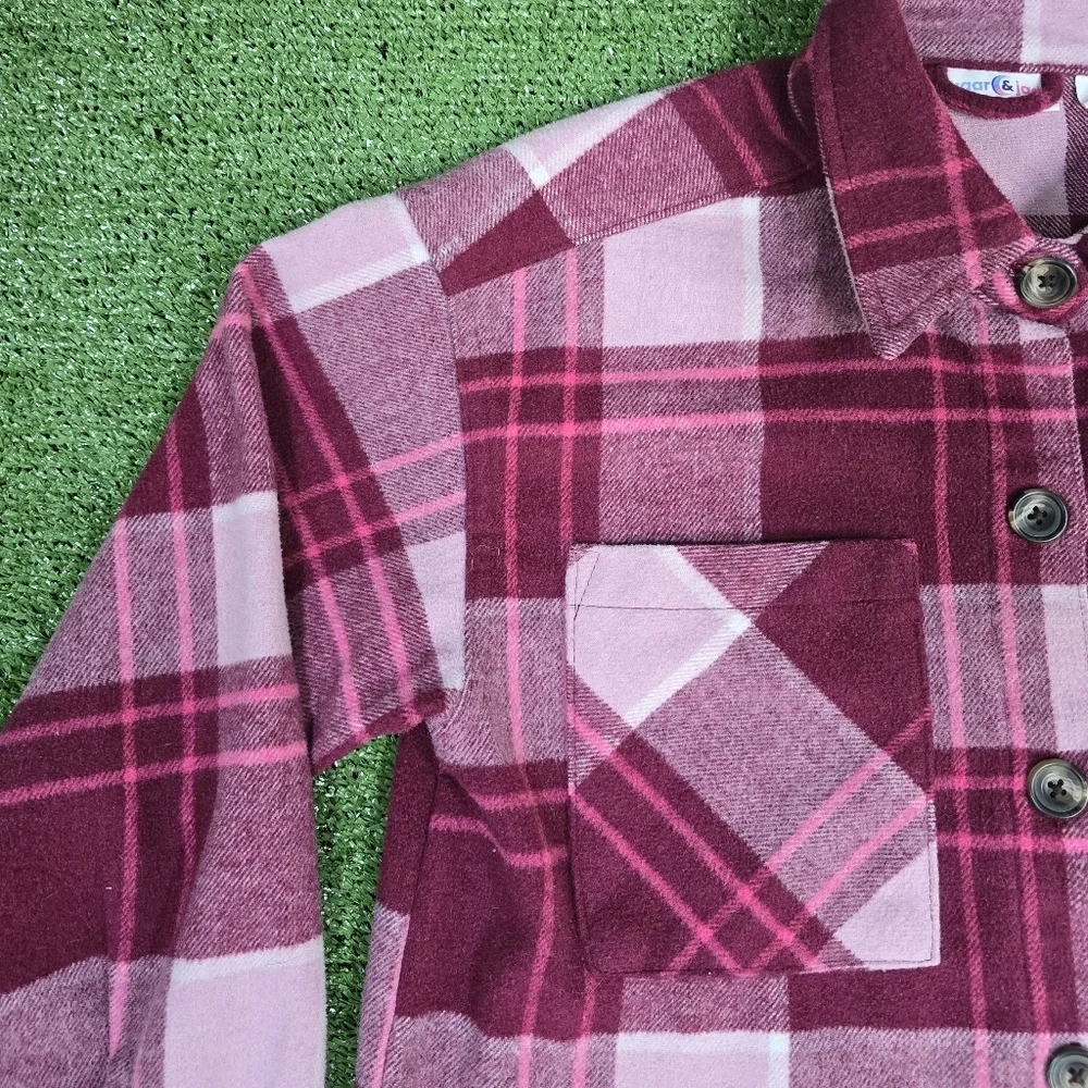 Sugar & Jade Girls Size L 12\14 Wool Blend Sugar Plum Plaid Button Down Jacket